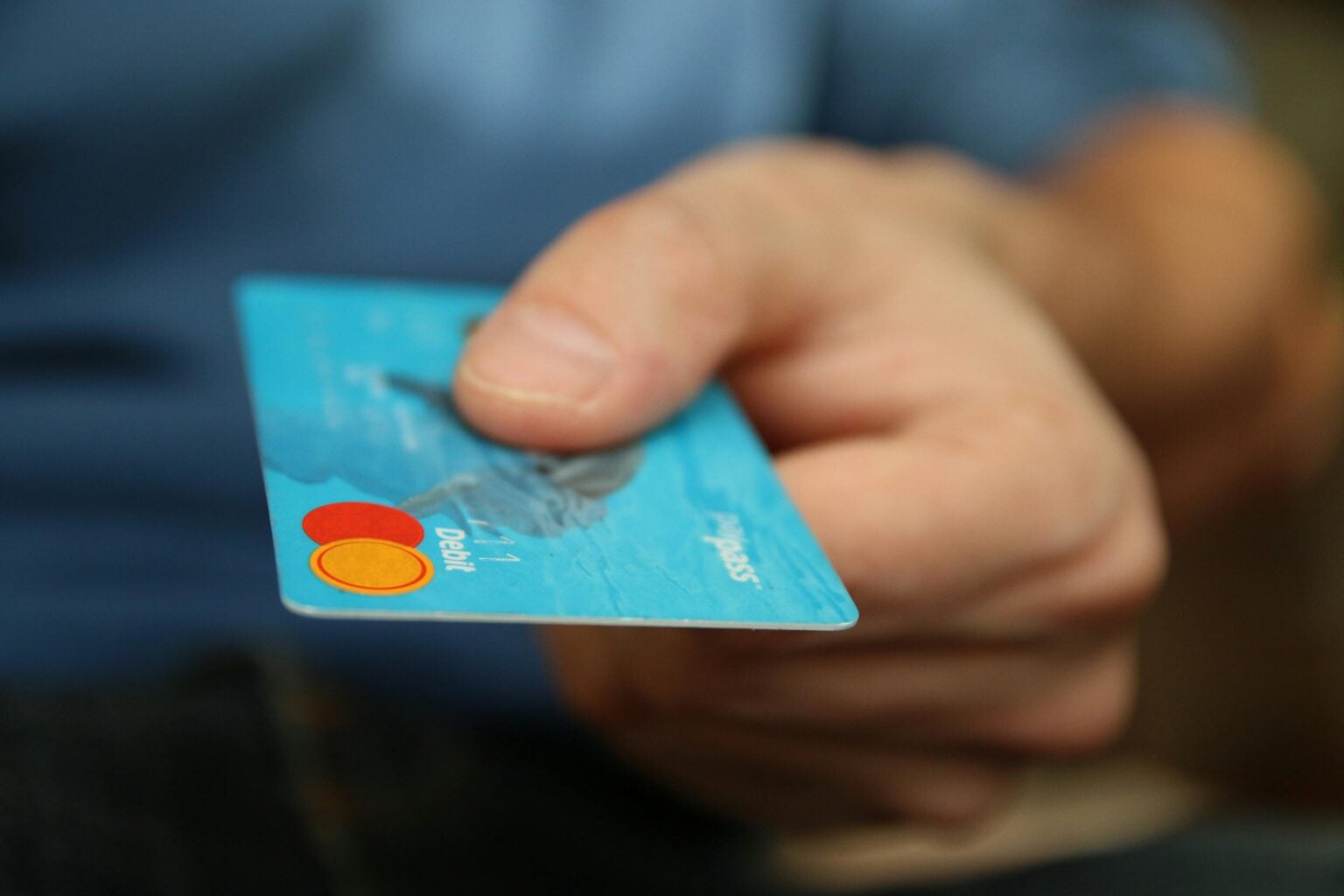 picture of a blue debit card for our agenctic search for ecommerce blog